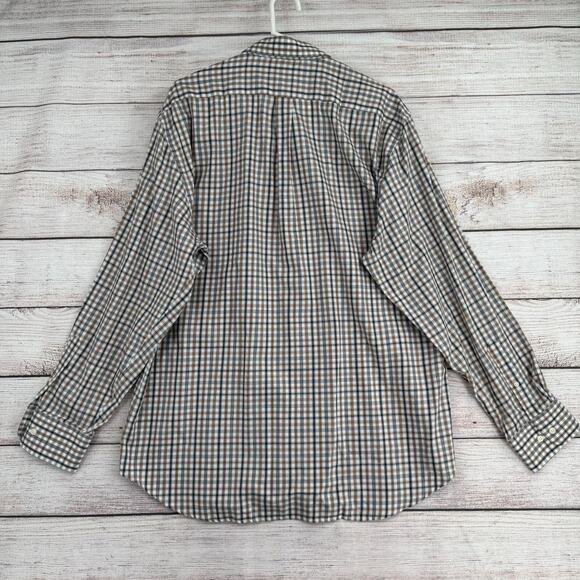 Peter Millar Plaid Button Down Shirt Men's Size XL White/Black/Beige - Picture 2 of 11